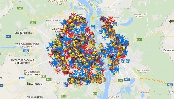 В сети появилась карта покемонов Киева