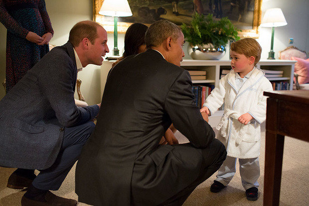 Барак Обама, Мишель Обама, принц Уильям и маленький принц Джордж