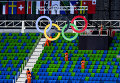 Олимпийские кольца в Олимпийском парке в Рио-де-Жанейро