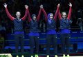 Спортсменки сборной США, завоевавшие бронзовые медали в командном первенстве по фехтованию на саблях среди женщин
