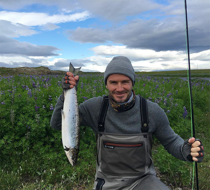 Футболист Дэвид Бекхэм рыбачил на Аляске