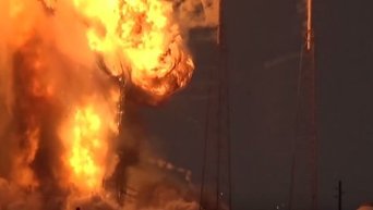Появилось зрелищное видео мощного взрыва ракеты Falcon 9.Видео