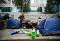 Митингующие у здания Интера в Киеве установили палатки. Архивное фото
