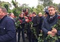 Борис Филатов, Арсен Аваков, Юрий Луценко и Антон Геращенко на церемонии прощания с убитыми полицейскими в Днепре