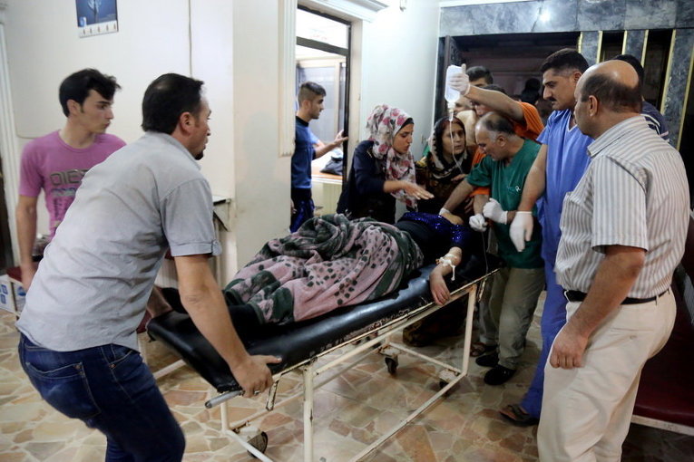 Раненная в результате теракта в Сирии женщина в больнице Аль-Рахма
