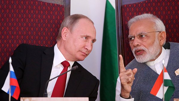 Президент РФ Владимир Путин и премьер-министр Республики Индии Нарендра Моди