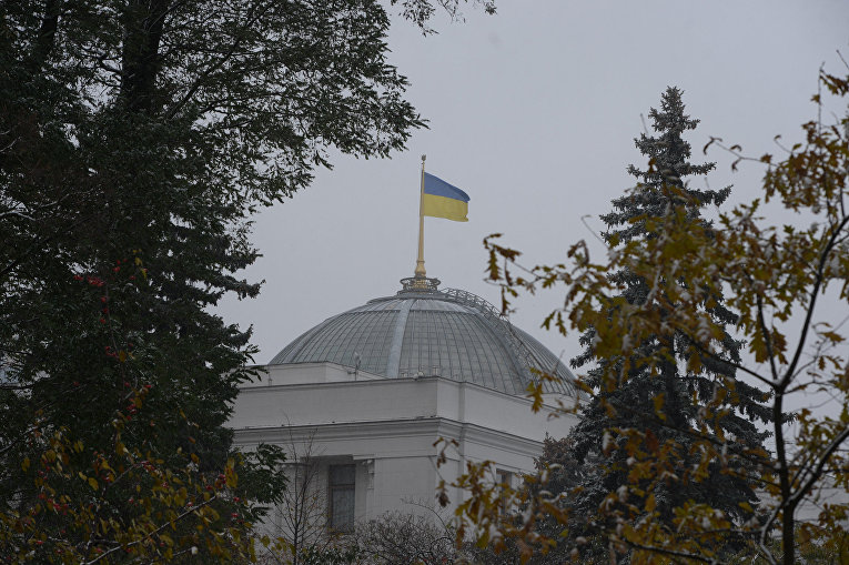 Верховная Рада Украины под снегом и дождем