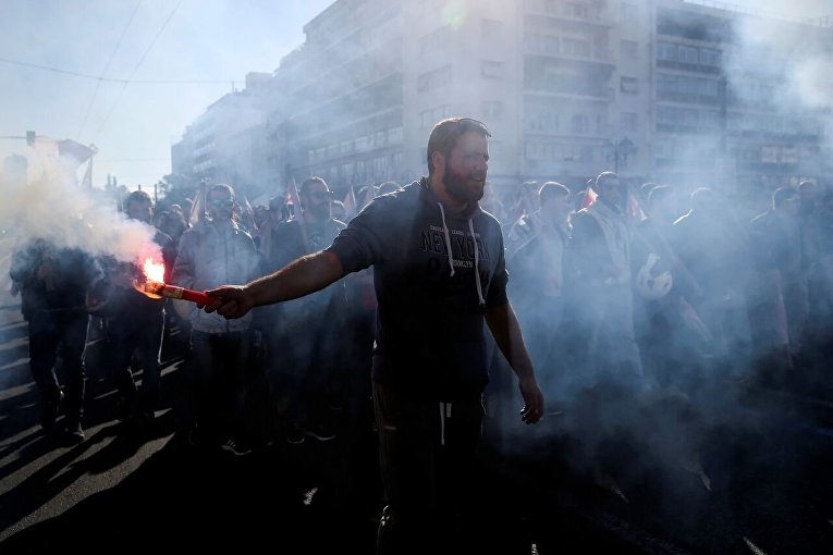 Протест в в Афинах