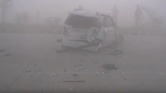 В Индии из-за смога столкнулись 20 автомобилей. Видео
