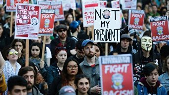 Акция протеста в Нью-Йорке против Дональда Трампа