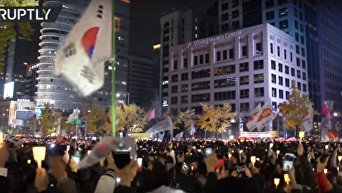 Антиправительственный митинг в Сеуле