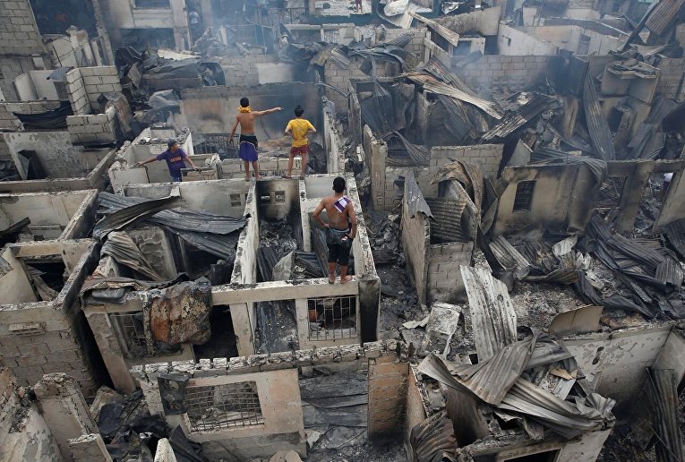 Последствия пожара в Маниле