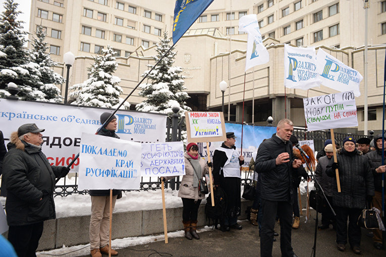 Игорь Швайка в ходе протеста Свободы под КСУ во время рассмотрения языкового закона