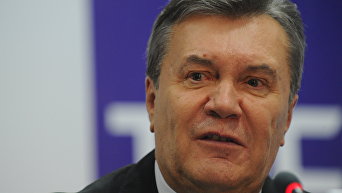 Бывший президент Украины Виктор Янукович на пресс-конференции