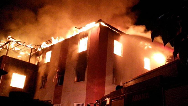 Пожар в детском интернате в провинции Адана на юге Турции