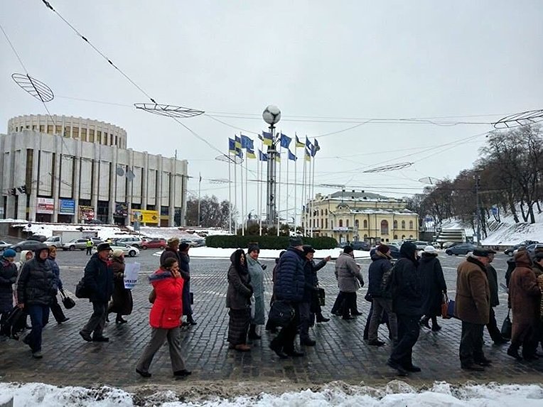 Шествие, организованное Федерацией профсоюзов Украины 8 декабря 2016 года