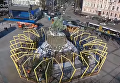 Подготовка рождественского городка в Киеве: вид с воздуха. Видео