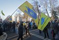 Участники акции протеста перекрыли движение транспорта на Грушевского в Киеве, где проходил митинг за законопроект №5567 об урегулировании транзита и временного ввоза автомобилей с иностранной регистрацией для личного пользования.