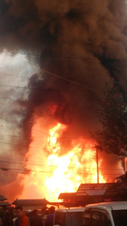 Пожар на заводе в Японии