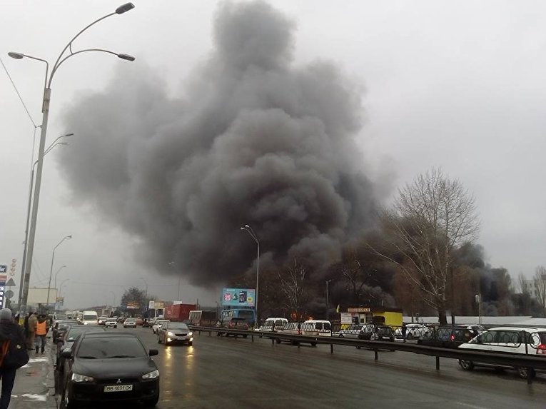 Пожар на Лесной в Киеве