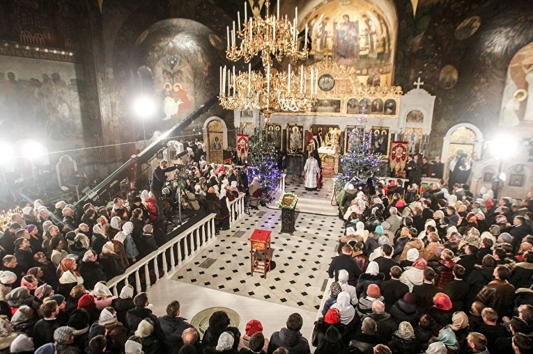 Рождественская служба в Киево-Печерской Лавре