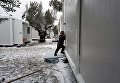 Лагерь беженцев замерзает на греческом острове Лесбос