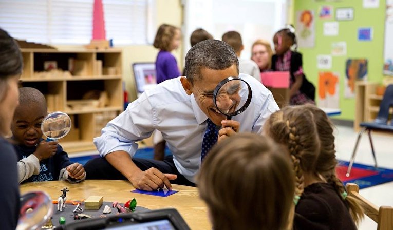 Барак Обама с детьми