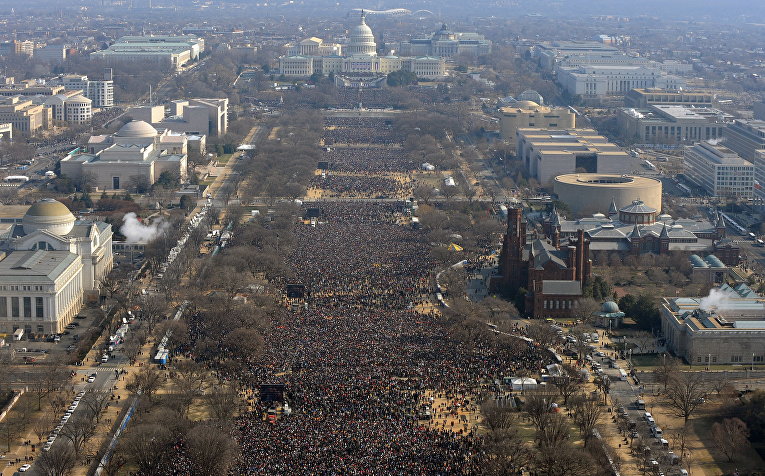 Инаугурация Барака Обамы, 20 января 2009 года. Ситуация на Национальной аллее - отрезке музейно-парковой зоны в центре Вашингтона между Капитолием и мемориалом Линкольна