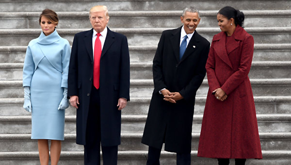 Мелания Трамп, Дональд Трамп, Барак Обама и Мишель Обама в день инаугурации Дональда Трампа, 20 января 2017 года