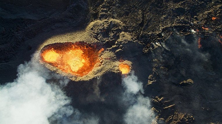 Вулкан на Реюньоне. Фото с дрона