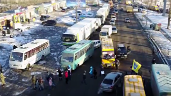 Перекрытие дороги под Киевом. Видео