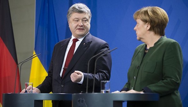 Петр Порошенко и Ангела Меркель в Германии