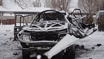 На месте подрыва авто в Луганске