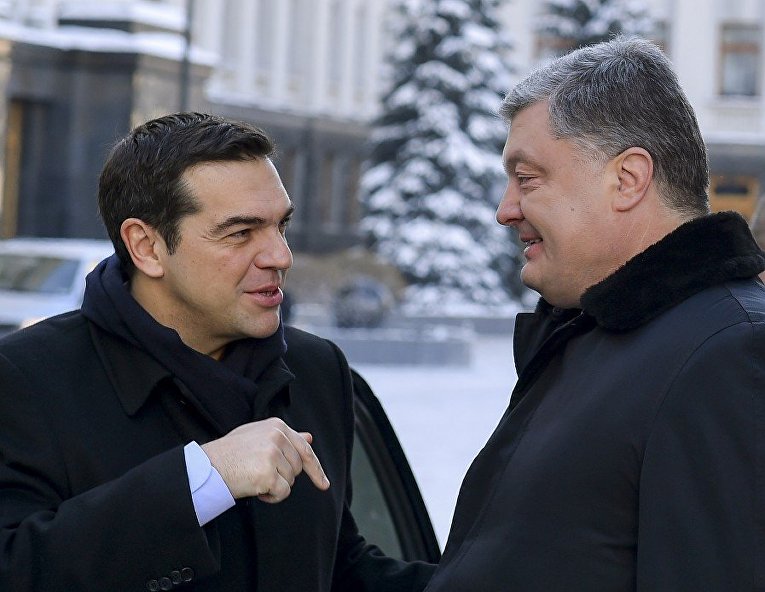 Алексис Ципрас и Петр Порошенко в Киеве