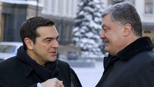 Алексиси Ципрас и Петр Порошенко в Киеве
