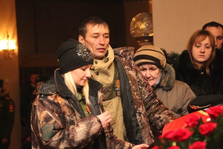 Церемония прощания с ополченцем самопровозглашенной ДНР Михаилом Толстых Гиви