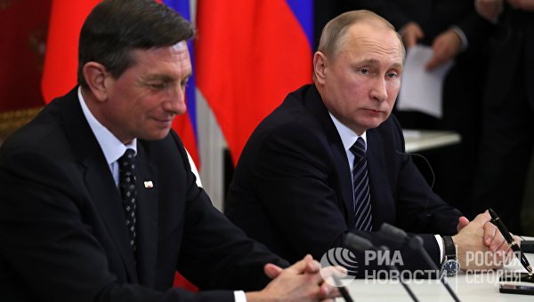 Переговоры президента РФ В. Путина с президентом Словении Б. Пахором