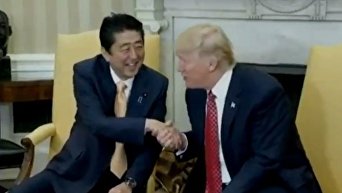 Рукопожатие Дональда Трампа и Синдзо Абэ