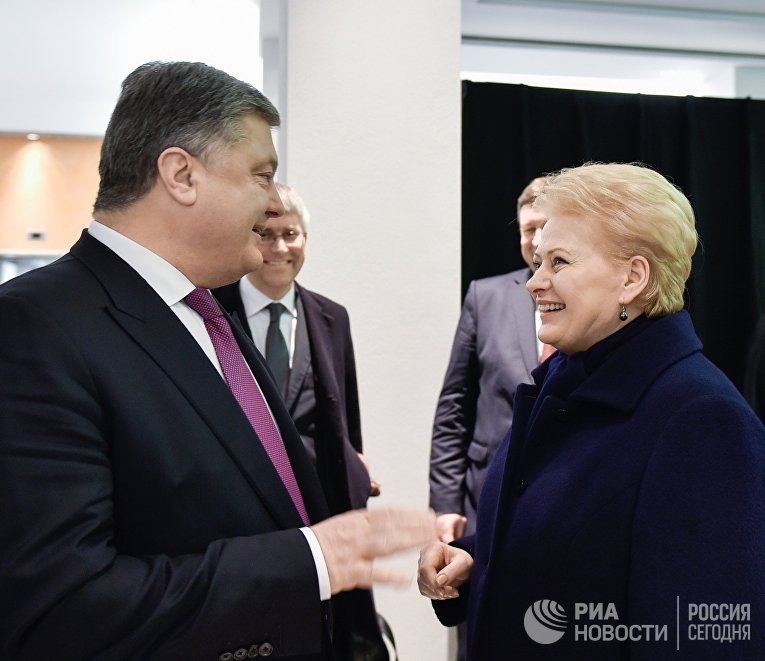 Президент Украины Петр Порошенко (слева) и президент Литвы Даля Грибаускайте на 53-й Мюнхенской конференции по безопасности
