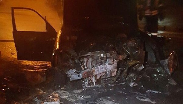 В центре Киева сгорел автомобиль