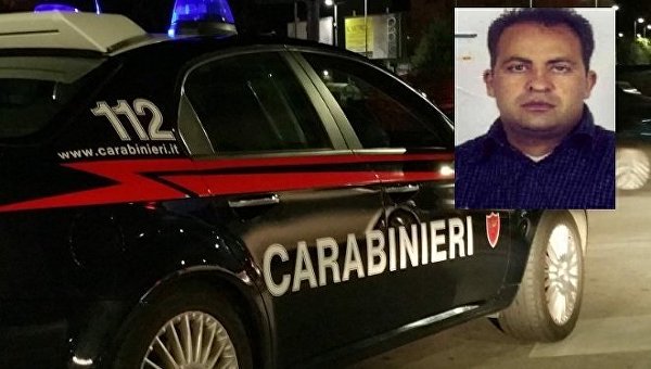 Коллаж: авто итальянских карабинеров и фото задержанного мафиози