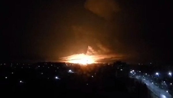 Пожар и взрыв на складе боеприпасов в Балаклее