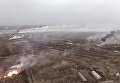 Аэросъемка пожара склада боеприпасов в Харьковской области