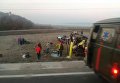 На месте столкновения автобуса и автомобиля во Львовской области
