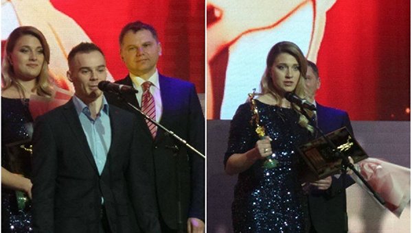 Олег Верняев и Ольга Харлан на церемонии награждения Герои спортивного года