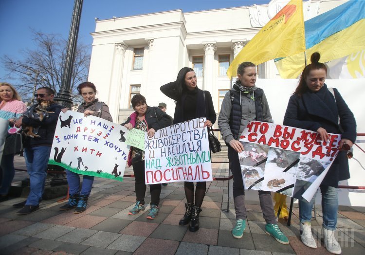 Акция зоозащитников под Верховной Радой Украины