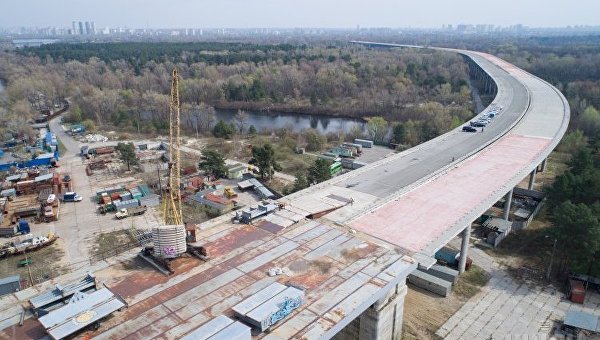 Строительство Подольско Воскресенского моста в Киеве