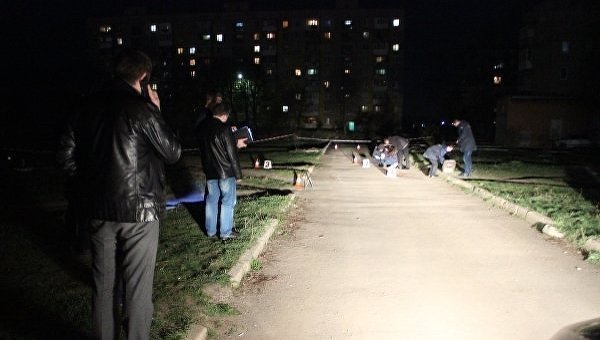 На месте стрельбы в Кропивницком вечером 10 апреля 2017 года