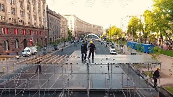 Фан-зона Евровидения на Крещатике с высоты птичьего полета. Видео