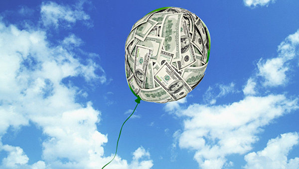 Воздушный шарик из долларов (коллаж)